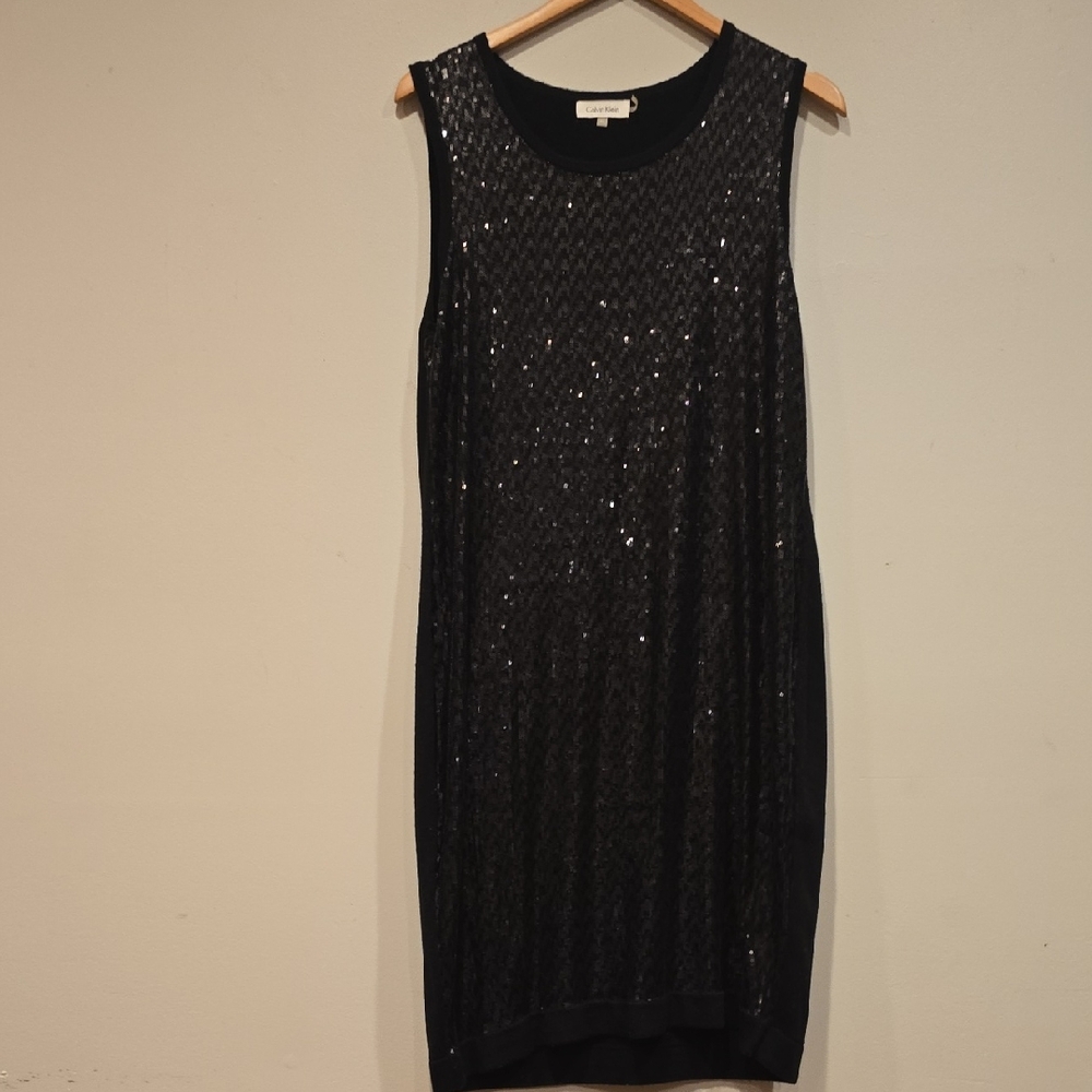 Calvin Klein Black Sequin Sweater Dress